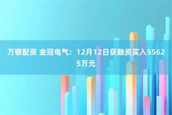 万银配资 金冠电气：12月12日获融资买入55625万元
